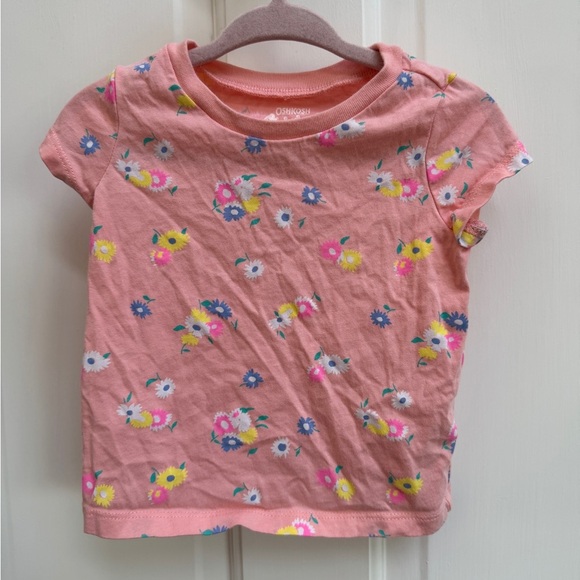 NWOT Oshkosh Originals 12M Girls Pink Floral Short Sleeve Tee Blouse - Picture 1 of 4